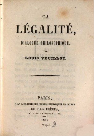 La légalité, dialogue philosophique
