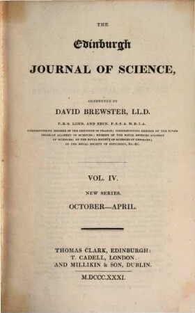 The Edinburgh journal of science. 4. 1831