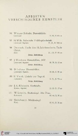 Arbeiten verschiedener Künstler (Nr. 94-105)