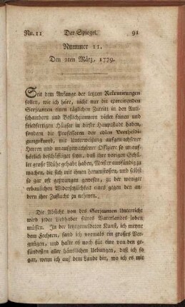 Nummer 11. Den 2ten März, 1779. - Nummer 12. Sonnabends, den 6. März, 1779.