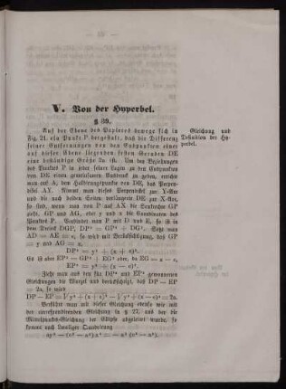 V. Von der Hyperbel