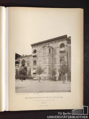 Architektonische Studienblätter. Serie III, No. 125. Wohnhäuser Lessing-Strasse No. 55/56. Berlin.