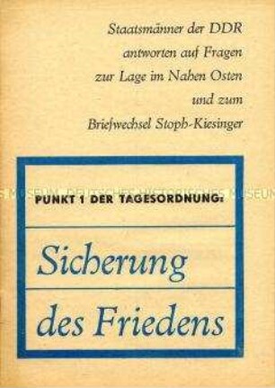 Offizielle Dokumente der DDR zur Lage im Nahen Osten und den Beziehungen zur Bundesrepublik