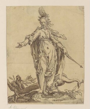 Die Göttin Juno mit Szepter und Pfau (nach Abraham Bloemaert)