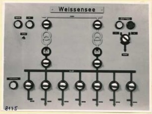 Bewag-Fernsteuerung Schrank geöffnet Teilansicht Schaltfeld; Foto 1953