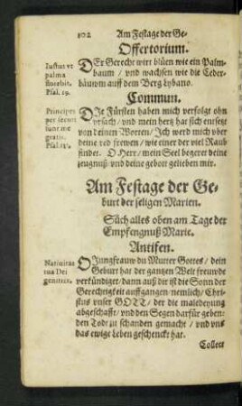 Am Festage der Geburt der seligen Marien.