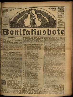 Erste Ausgabe vom Sonntag, den 14. September 1924.