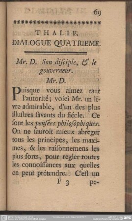Thalie. Dialogue Quatrieme