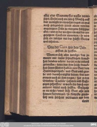 Von der Cura wie den Vergifften zu helffen.