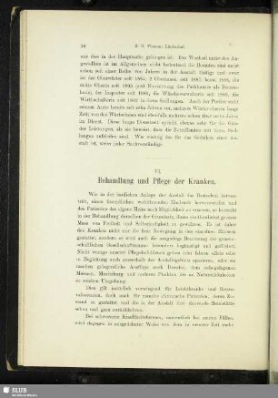 VI. Behandlung und Pflege der Kranken