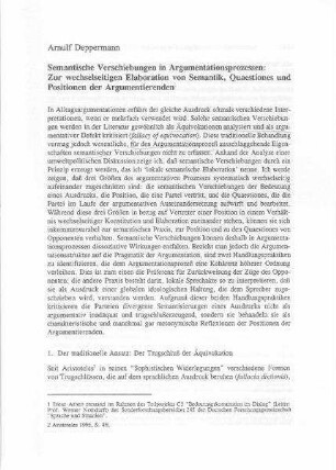 Semantische Verschiebungen in Argumentationsprozessen