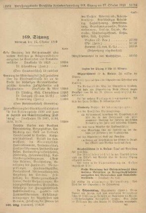 169. Sitzung. Mittwoch den 27. Oktober 1920