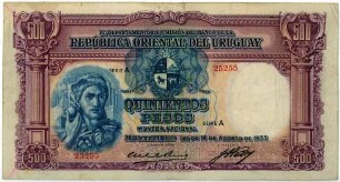 Geldschein, 500 Pesos, 1935