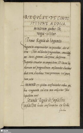 Regulae de compositione medicamentorum quibus chirurgia utitur.
