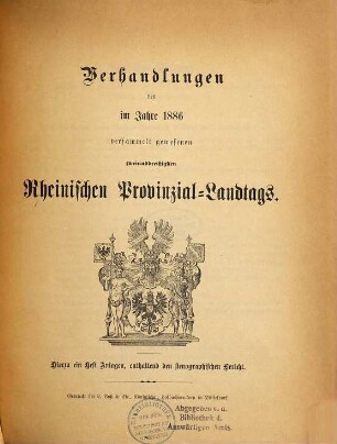 Verhandlungen des ... Rheinischen Provinzial-Landtages. 32. 1886