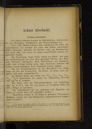 Achter Abschnitt. Hafner-Arbeiten.