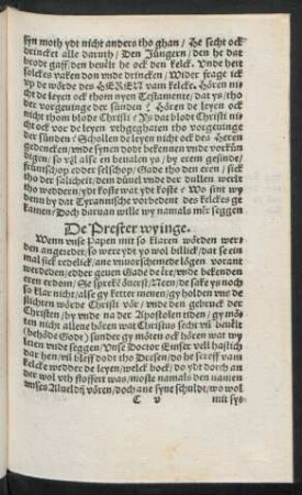 De Prester wyinge.