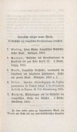 615-640 Uebersicht einiger neuer Weke, die Geschichte des französischen Protestantismus betreffend