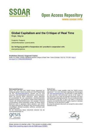 Global Capitalism and the Critique of Real Time