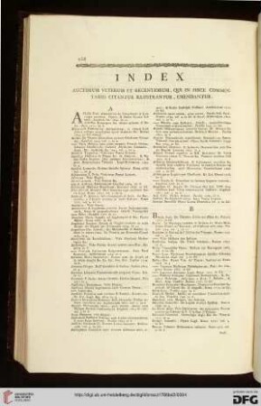 Index auctorum veterum et recentiorum, qui in hisce commentariis citantur illustrantur, emendantur