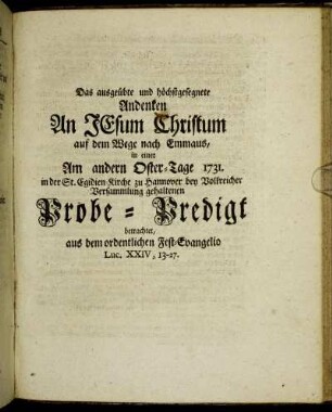 Das ausgeübte und höchtsgesegnete Andenken An Jesum Christum ...