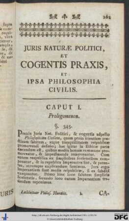 Juris Naturae Politici, Et Cogentis Praxis, Et Ipsa Philisiphia Civilis.