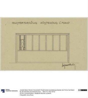 Düsseldorf, Projekt eines Ausstellungsstandes der Firma Carl Mand für die Industrie und Gewerbe Ausstellung, Aufriss der Fensterwand
