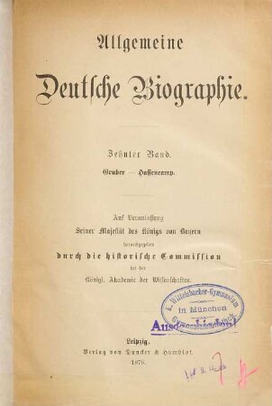 Allgemeine Deutsche Biographie, 10. Gruber - Hassencamp