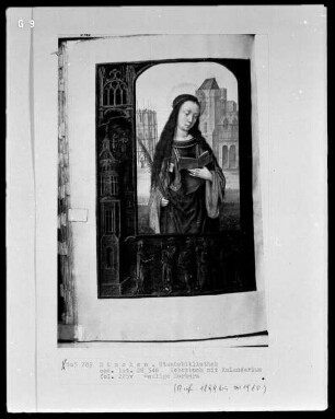 Gebetbuch mit Kalendarium — Die heilige Barbara, Folio 225verso