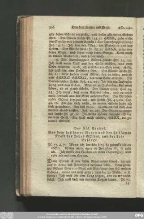 Das XLI. Capitel. Von dem heilsamen Nutzen und der heilsamen Kraft des Lobes Gottes, und der Lob-Gesänge.