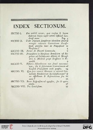 Index Sectionum