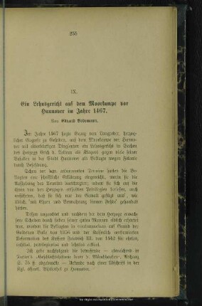 IX. Ein Lehnsgericht auf dem Moorkampe vor Hannover im Jahre 1467