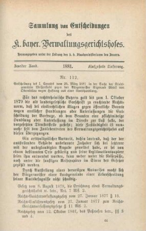 Zweiter Band. 1881. Fünfzehnte Lieferung. - Nr. 112. - Nr. 116.