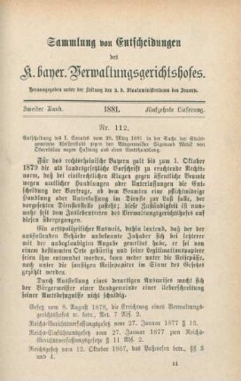Zweiter Band. 1881. Fünfzehnte Lieferung. - Nr. 112. - Nr. 116.