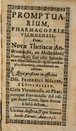 Promptuarium Pharmacopaeiae Viennensis