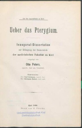 Ueber das Pterygium