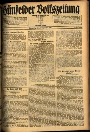 Ausgabe vom Donnerstag, den 02. September 1920.