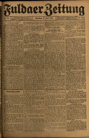 Erste Ausgabe vom Samstag, den 12. Juni 1920.