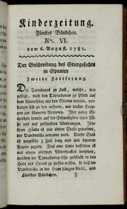Nro. VI. vom 6. August 1781