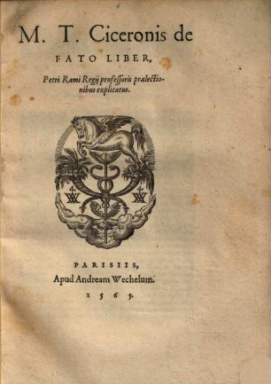 M. T. Ciceronis de Fato liber