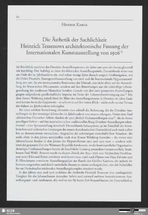 Die Ästhetik der Sachlichkeit Heinrich Tessenows architektonische Fassung der Internationalen Kunstausstellung von 1926