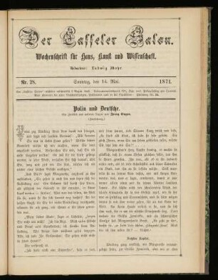 Jahrgang 1., Nr. 28. (14. Mai 1871)