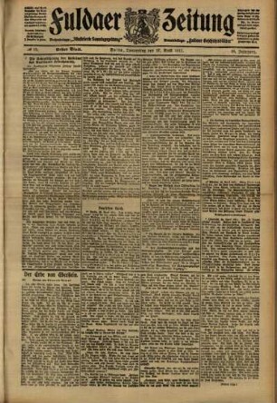 Erste Ausgabe vom Donnerstag, den 27. April 1911.