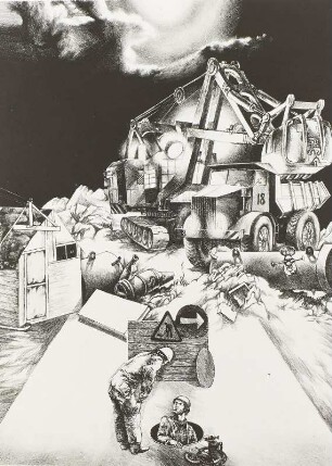 Bauplatz in der Nacht; aus der Serie "Bau Sibiriens, Sajaner Wasserkraftwerk"