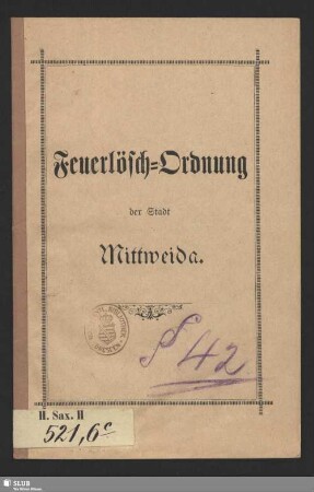 Feuerlösch-Ordnung der Stadt Mittweida