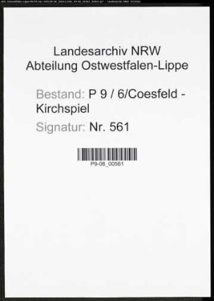 Heiratsregister Standesamt Coesfeld-Kirchspiel oder Amt