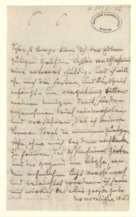 Eigenhändiger Brief mit Unterschrift