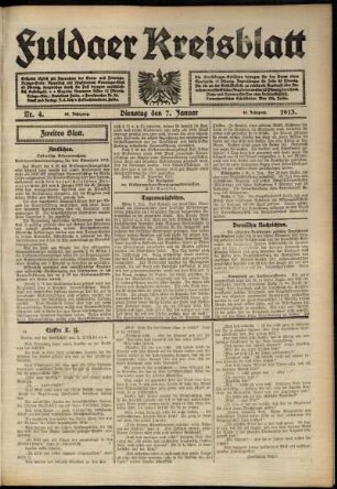 Zweite Ausgabe vom Dienstag, den 07. Januar 1913.