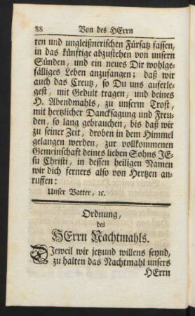 Ordnung, des HErrn Nachtmahls