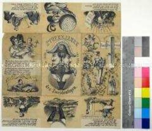 Karikatur auf den französischen Kaiser Napoleon III., die Mißerfolge seiner Regierung und seine Arrestierung in Wilhelmshöhe